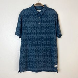 •LINKSOUL• Tempus‎ Fugit Short Sleeve Polo Shirt in Navy Aztec Print Size M